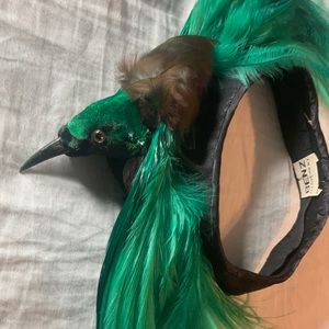 Vintage real taxidermy headband green black brown